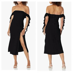 NWT Amanda Uprichard Black Copellia Midi Dress w/ Leg Slit Size XL